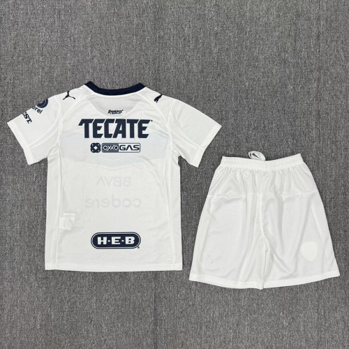 Youth Uniform Kids Kit Monterrey 2025-2026 80th Anniversary White/Blue Soccer Jersey Shorts Child Football Set