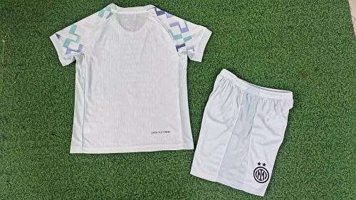 Player Version Youth Uniform Kids Kit 2025-2026 Inter Milan Away Soccer Jersey Shorts Child Football Set