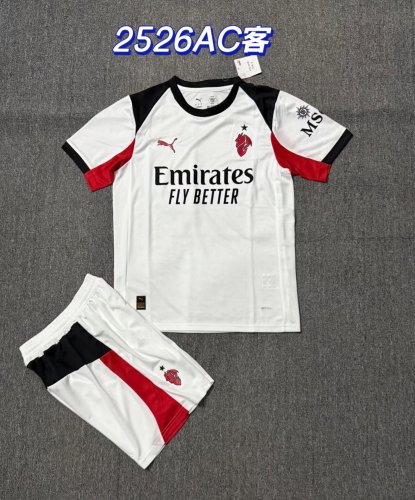 Adult Uniform 2025-2026 AC Milan Away White Soccer Jersey Shorts Men's AC Football Kit