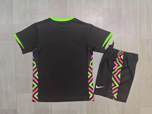 Youth Uniform Kids Kit 2025 Australia Away Black Soccer Jersey Shorts Child Football Set