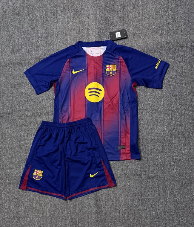 Adult Uniform Barca Camisetas de Futbol 2025-2026 Barcelona Home Soccer Jersey Shorts