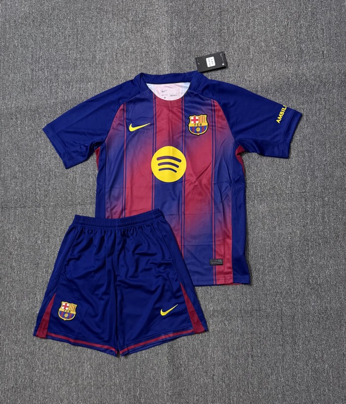 Adult Uniform Barca Camisetas de Futbol 2025-2026 Barcelona Home Soccer Jersey Shorts