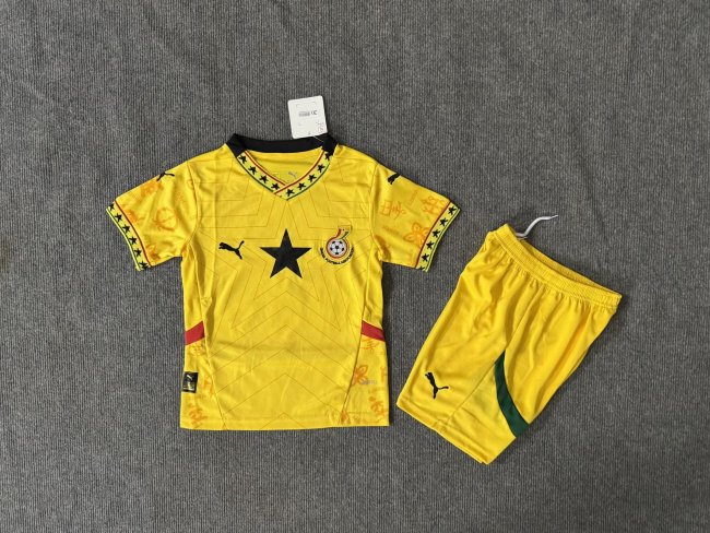 Youth Uniform Kids Kit 2025 Ghana Away Soccer Jersey Shorts Child Football Set