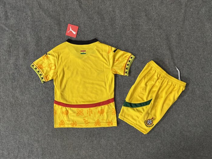 Youth Uniform Kids Kit 2025 Ghana Away Soccer Jersey Shorts Child Football Set