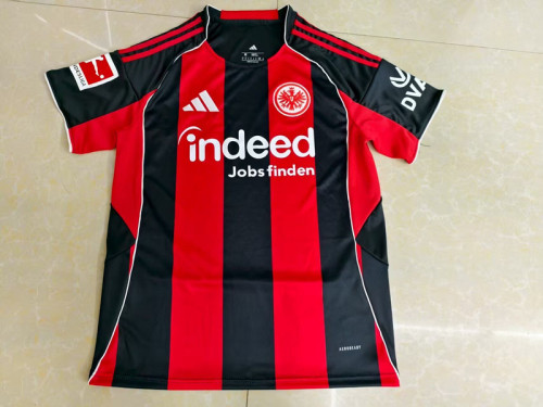 with Bundesliga Patch Fan Version Eintracht Frankfurt 2025-2026 Home Football Shirt Soccer Jersey