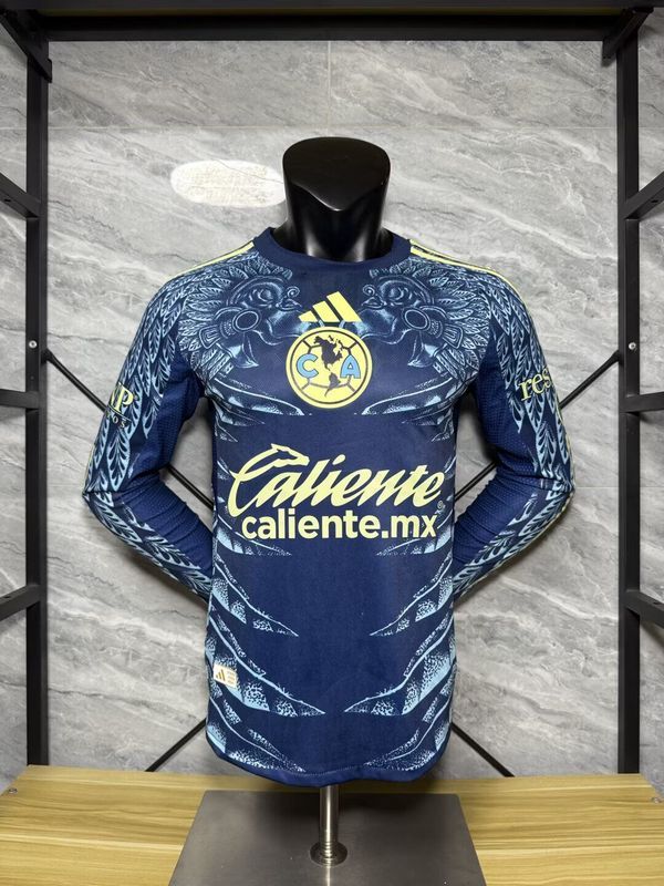 Long Sleeve Player Version 2025-2026 Club America Aguilas Away Soccer Jersey Football Shirt
