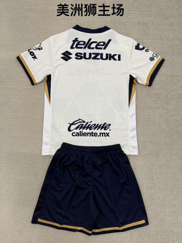 Youth Uniform Kids Kit 2025-2026 Pumas Home Soccer Jersey Shorts Child Football Set