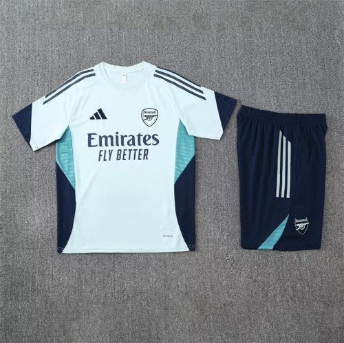 Adult Uniform 2025-2026 Arsenal Light Grey Soccer Training Jersey and Shorts Football Kits