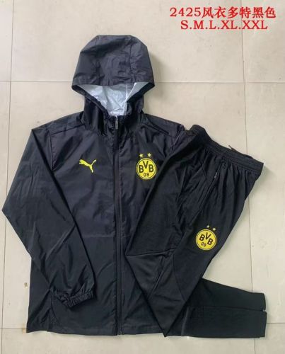with Caps 2025-2026 Dortmund Black Soccer Windbreaker Jacket BVB Football Jacket