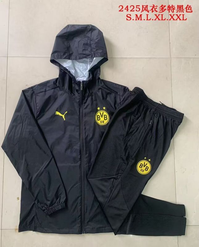 with Caps 2025-2026 Dortmund Black Soccer Windbreaker Jacket BVB Football Jacket
