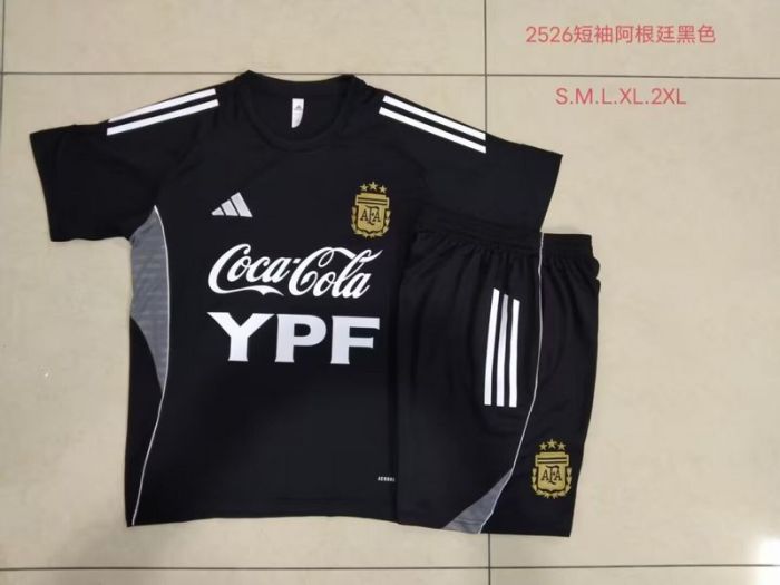 Adult Uniform 2025-2026 Argentina Black/Grey Soccer Training Jersey and Shorts Football Kits