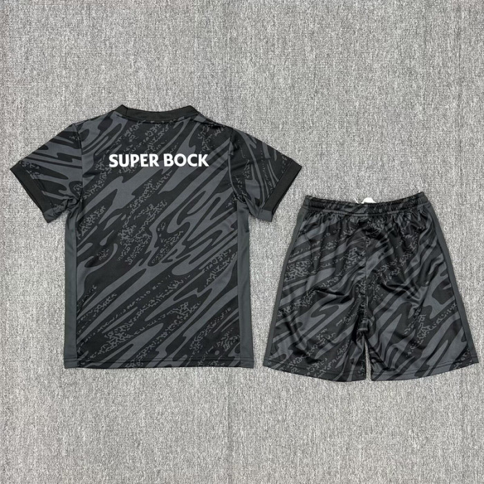 Youth Uniform Kids Kit 2025-2026 Sporting Lisbon Black Goalkeeper Soccer Jersey Shorts Child Football Set