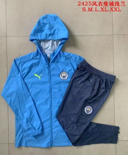 with Caps 2025-2026 Manchester City Blue Soccer Windbreaker Jacket Football Jacket