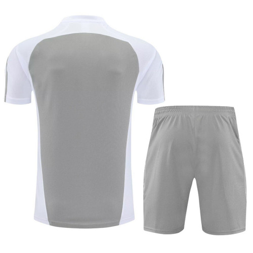 Adult Uniform 2025-2026 Real Madrid Grey/White Soccer Training Jersey and Shorts Football Kits