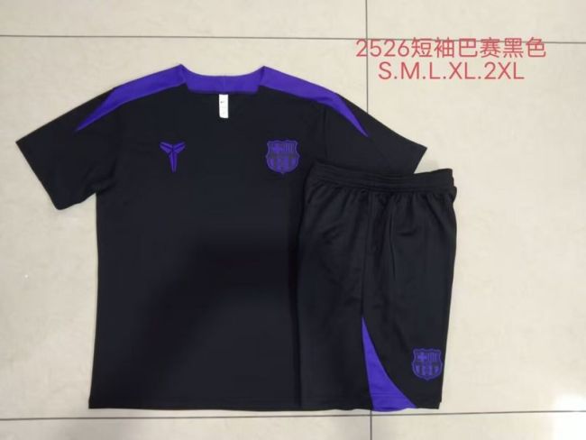 Adult Uniform 2025-2026 Barcelona Black/Purple Soccer Training Jersey and Shorts Football Kits