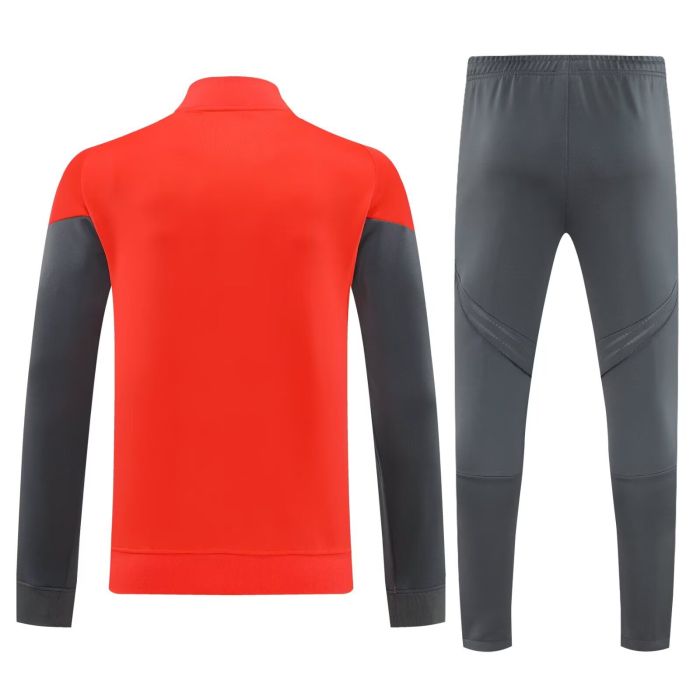 Adult 2025-2026 Bayern Munich Orange/Grey Soccer Jacket and Long Pants Football Tracksuit
