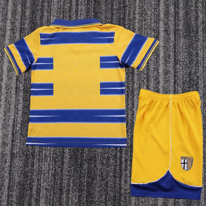 Retro Youth Uniform Kids Kit 1998-1999 Parma Calcio Home Soccer Jersey Shorts Child Football Set