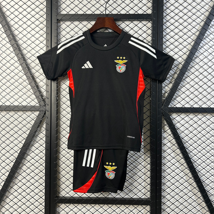 Youth Uniform Kids Kit 2025-2026 Benfica Black Soccer Training Jersey Shorts Child Football Set