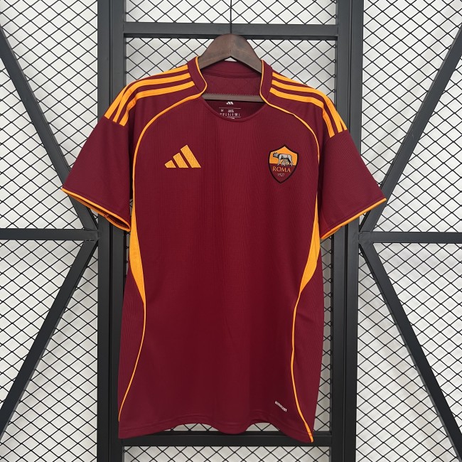 without Sponor Logo Fan Version 2025-2026 As Roma Home Soccer Jersey Football Shirt