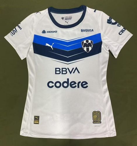 Women 2025-2026 Monterrey 80th Anniversary Away White Soccer Jersey Girl Football Shirt