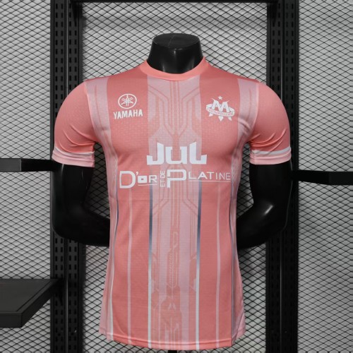 Player Version 2025-2026 Olympique de Marseille Pink Special Edition Soccer Jersey Football Shirt