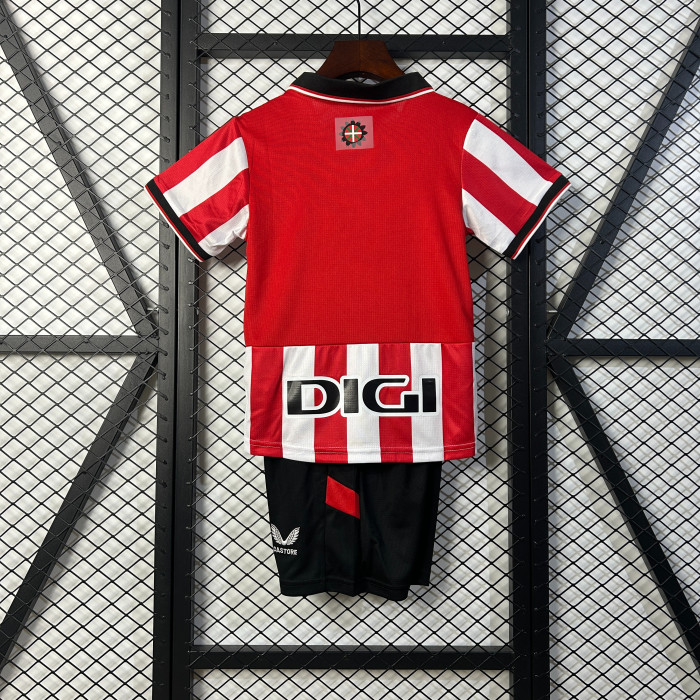 Youth Uniform Kids Kit 2025-2026 Athletic Bilbao Home Soccer Jersey Shorts Child Football Set
