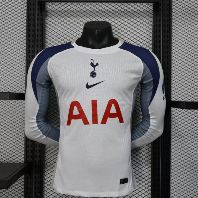 with Sponor Logo Long Sleeve Spurs Shirt Player Version 2025-2026 TOT Home Soccer Jersey