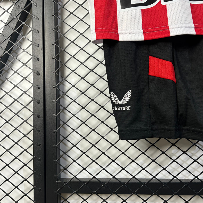 Youth Uniform Kids Kit 2025-2026 Athletic Bilbao Home Soccer Jersey Shorts Child Football Set