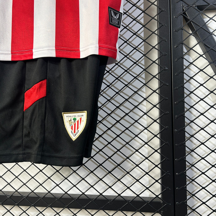 Youth Uniform Kids Kit 2025-2026 Athletic Bilbao Home Soccer Jersey Shorts Child Football Set