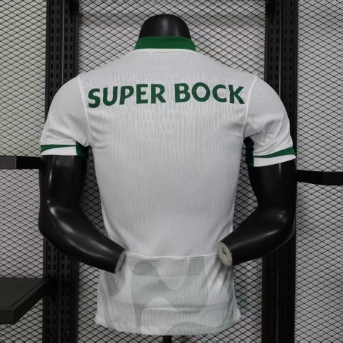 Player Version 2025-2026 Sporting Lisbon Away White Soccer Jersey Football Shirt