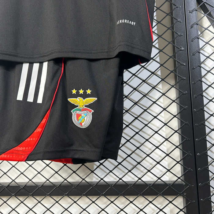 Youth Uniform Kids Kit 2025-2026 Benfica Black Soccer Training Jersey Shorts Child Football Set