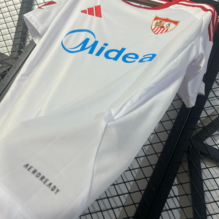 with Laliga Patch Fans Version 2025-2026 Sevilla Home Soccer Jersey Football Shirt