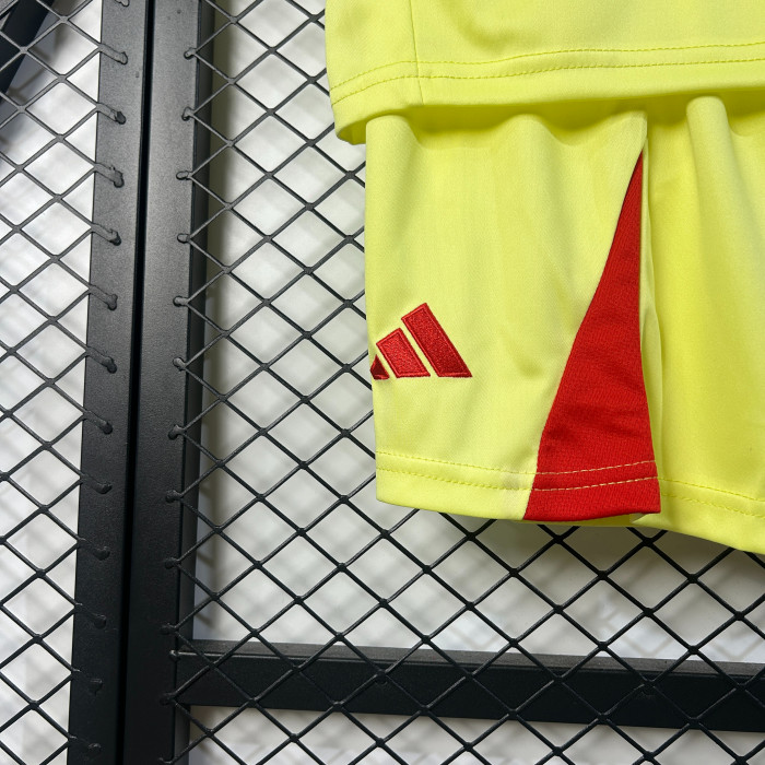 Youth Uniform Kids Kit 2025-2026 Benfica Yellow Goalkeeper Soccer Jersey Shorts Child Football Set