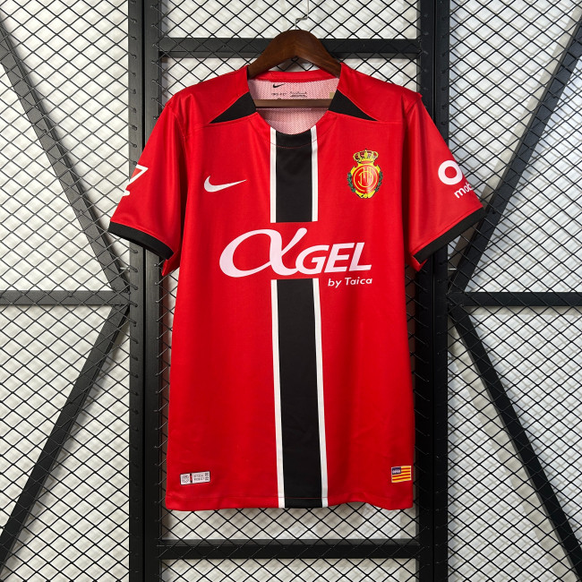 with Laliga Patch Fans Version 2025-2026 Mallorca Home Soccer Jersey Red Football Shirt