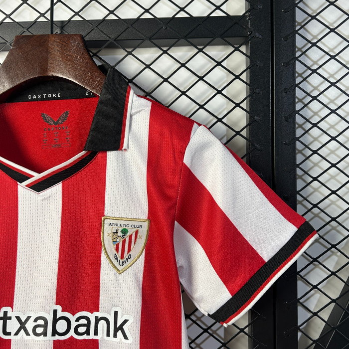 Youth Uniform Kids Kit 2025-2026 Athletic Bilbao Home Soccer Jersey Shorts Child Football Set