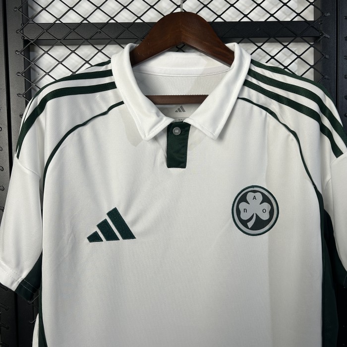 Fan Version 2025-2026 Panathinaikos Away White Soccer Jersey Football Shirt