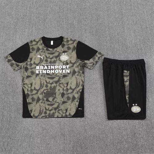 Adult Uniform 2025-2026 PSV Black/Grey Soccer Training Jersey and Shorts Football Kits