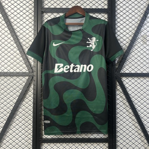 Fan Version 2025-2026 Sporting Lisbon Third Away Black/Green Football Shirt Soccer Jersey