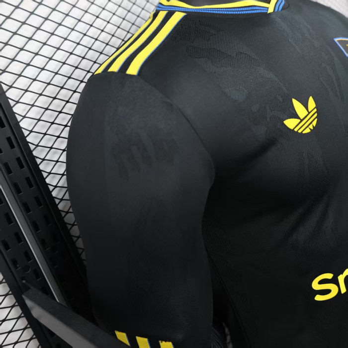 Long Sleeve Player Version 2025-2026 Manchester United Third Away Black Soccer Jersey Man United Football Shirt