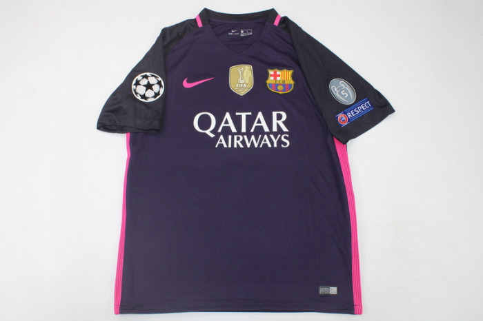 with Golden FIFA+UCL Patch Retro Jersey 2016-2017 Barcelona NEYMAR JR 11 Away Purple Soccer Jersey Vintage Football Shirt