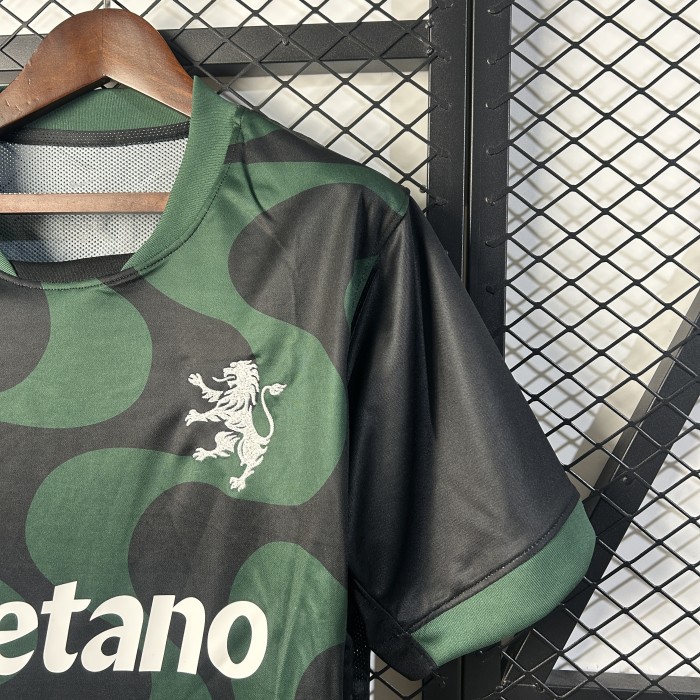 Fan Version 2025-2026 Sporting Lisbon Third Away Black/Green Football Shirt Soccer Jersey