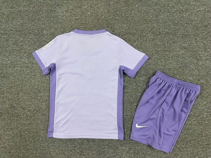 with Sponor Logo Youth Uniform Kids Kit Brighton & Hove Albion 2025-2026 Away Purple Soccer Jersey Shorts Child Football Set