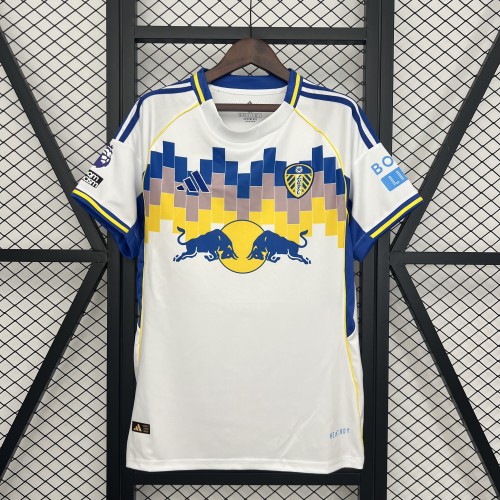 Fan Version 2025-2026 Leeds United White/Blue Soccer Jersey Football Shirt