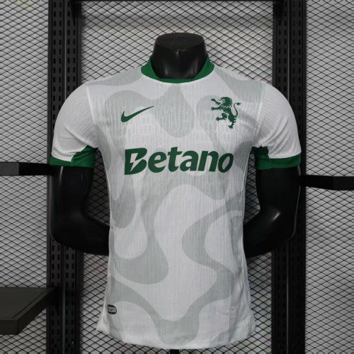 Player Version 2025-2026 Sporting Lisbon Away White Soccer Jersey Football Shirt