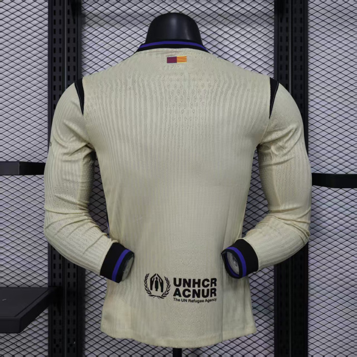 Long Sleeve Barca Camisetas de Futbol Player Version 2025-2026 Barcelona Away Soccer Jersey