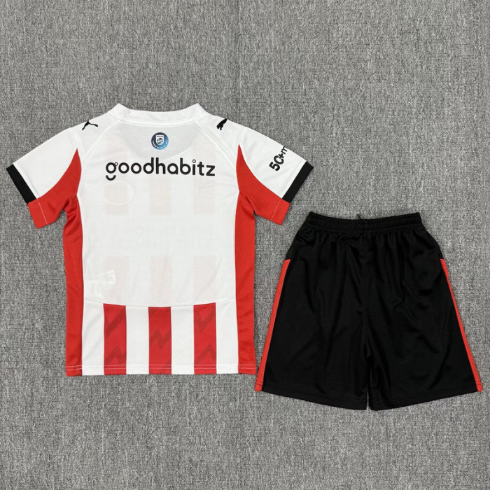 Youth Uniform Kids Kit 2025-2026 PSV Eindhoven Home Soccer Jersey Shorts Child Football Set
