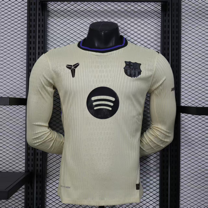 Long Sleeve Barca Camisetas de Futbol Player Version 2025-2026 Barcelona Away Soccer Jersey