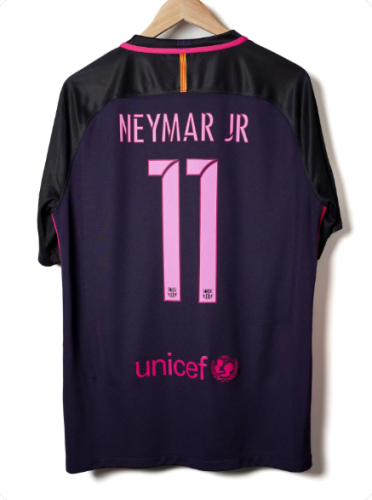 with LFP Patch Retro Camisetas de Futbol 2016-2017 Barcelona NEYMAR JR 11 Away Purple Soccer Jersey