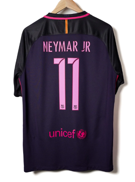with LFP Patch Retro Camisetas de Futbol 2016-2017 Barcelona NEYMAR JR 11 Away Purple Soccer Jersey