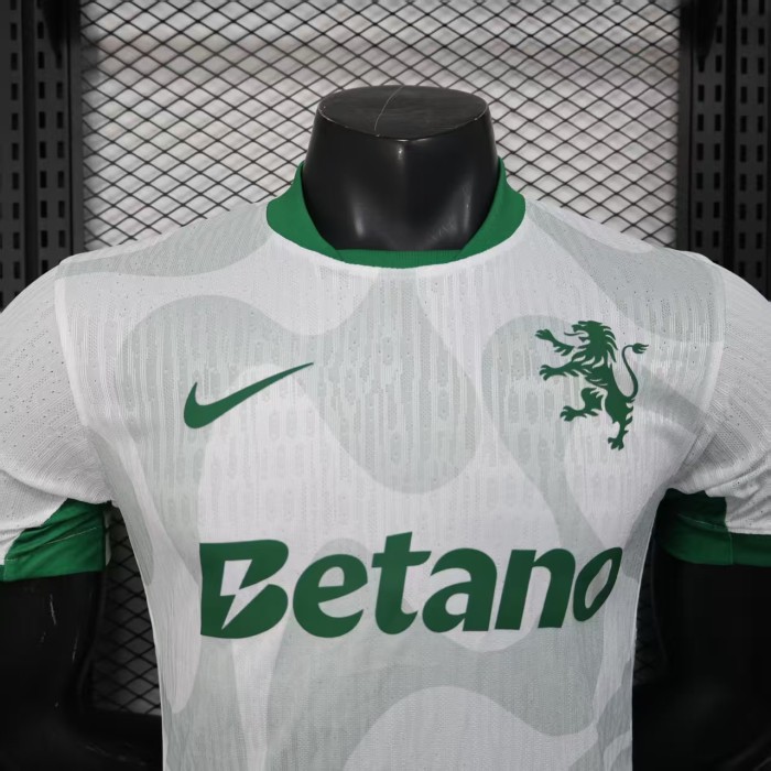 Player Version 2025-2026 Sporting Lisbon Away White Soccer Jersey Football Shirt